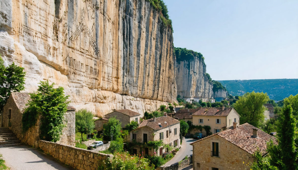 explorez un village français unique où des flèches mésolithiques décorent 8 km de falaises spectaculaires, témoignant d'une richesse historique et naturelle exceptionnelle.